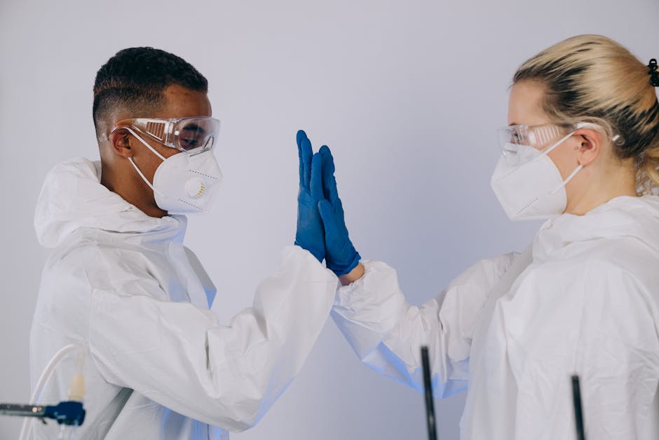 Professional environmental remediation team with safety equipment
