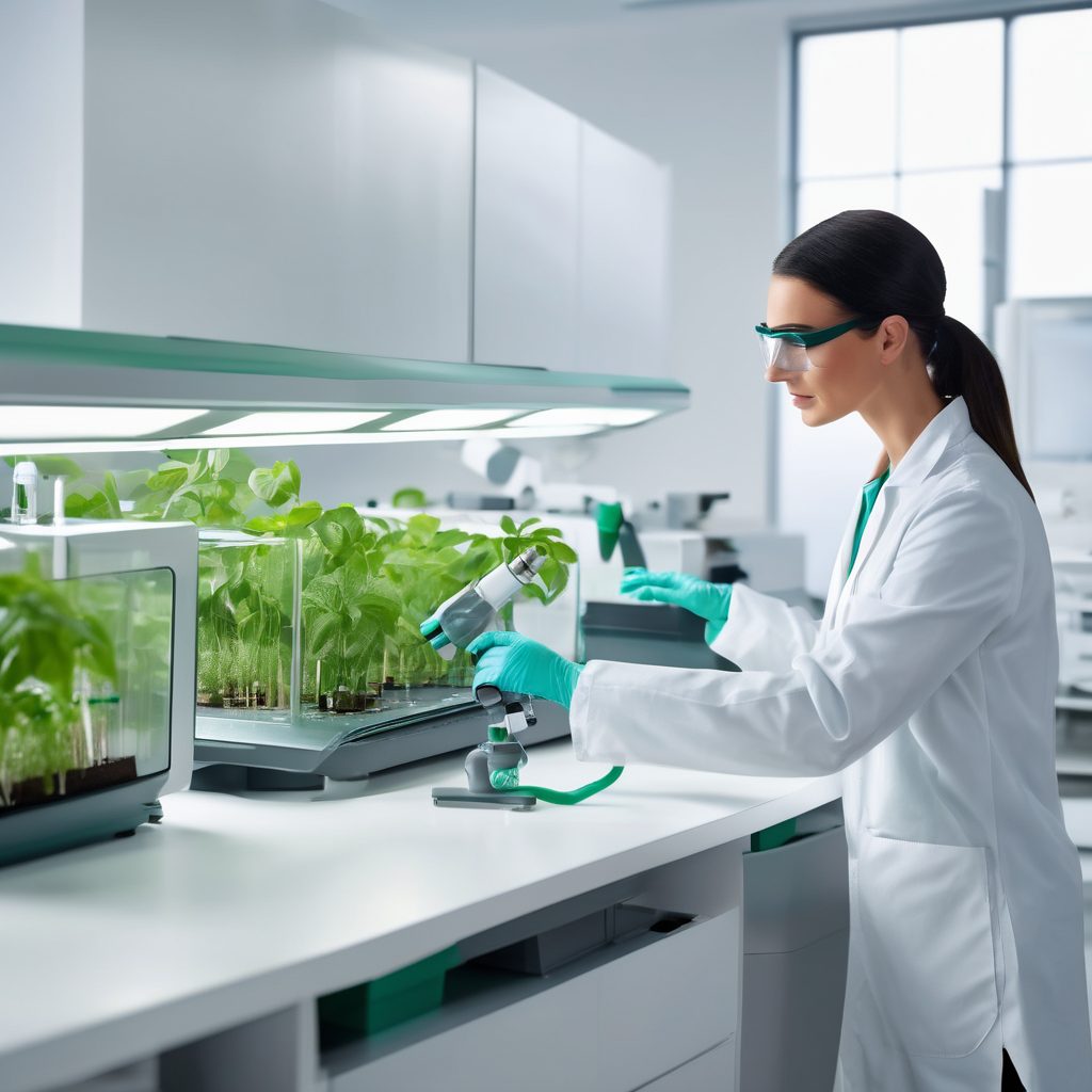 Lab analyst in safety glasses working with samples at a bench