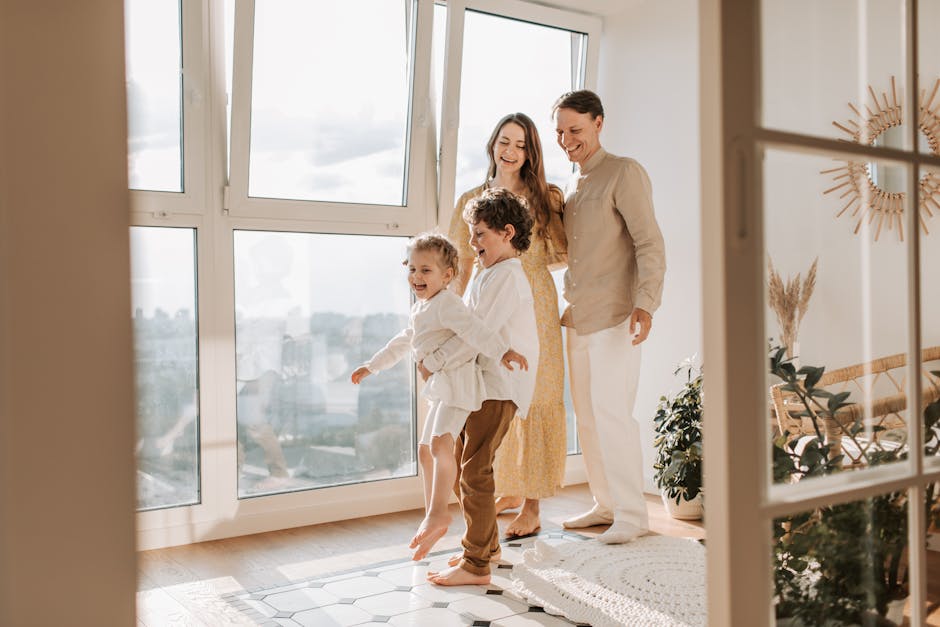 Happy family enjoying healthy home environment