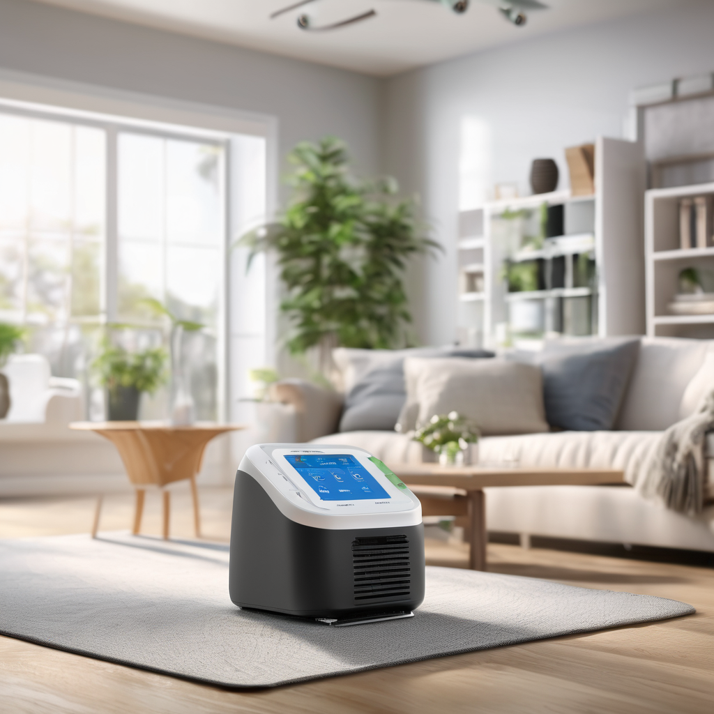 Indoor air quality testing equipment in modern living room