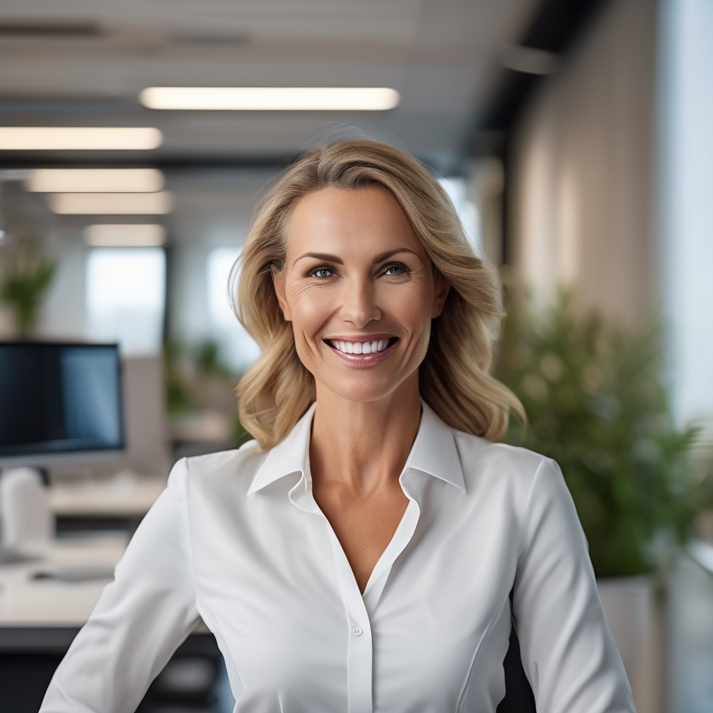 Satisfied business owner in clean modern office